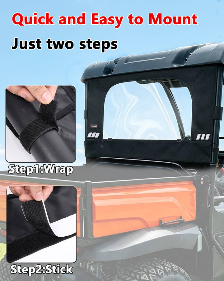 Kubota RTV 400/500/520 Soft Rear Windshield 2 step installation