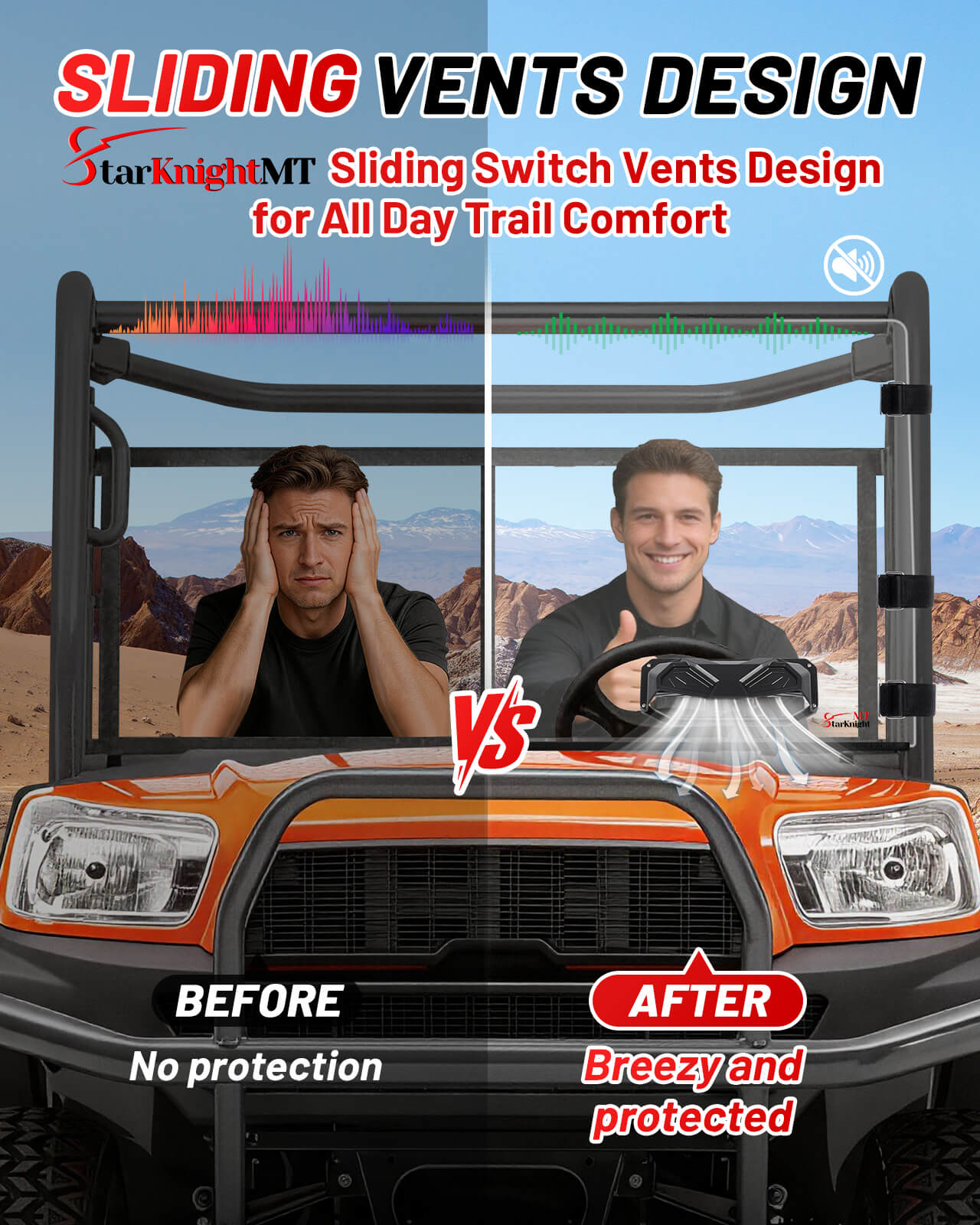 StarknightMT Kubota RTV X900 windshield Sliding Vents Design
