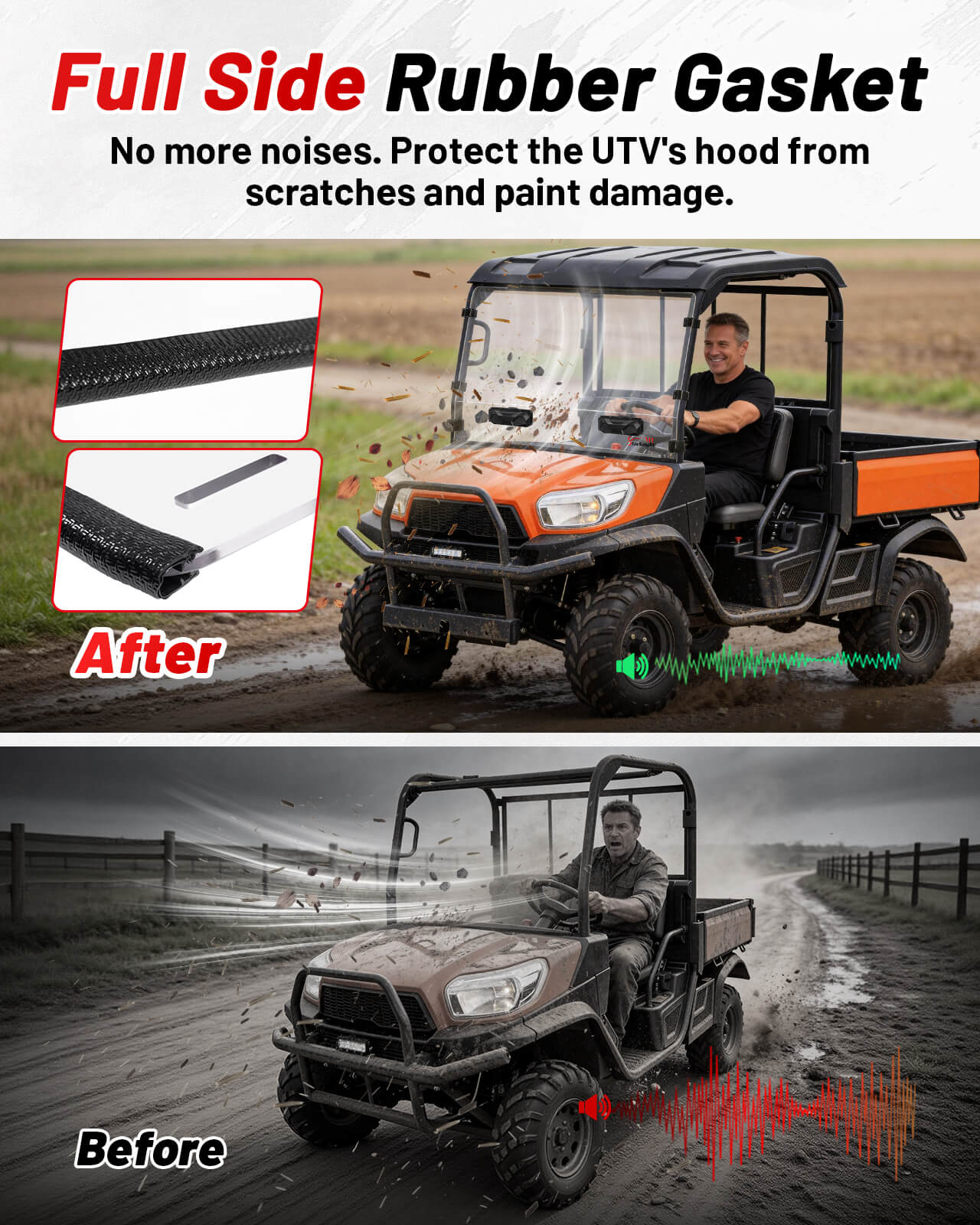 StarknightMT Kubota RTV X900 vented windshield Full side rubber gasket