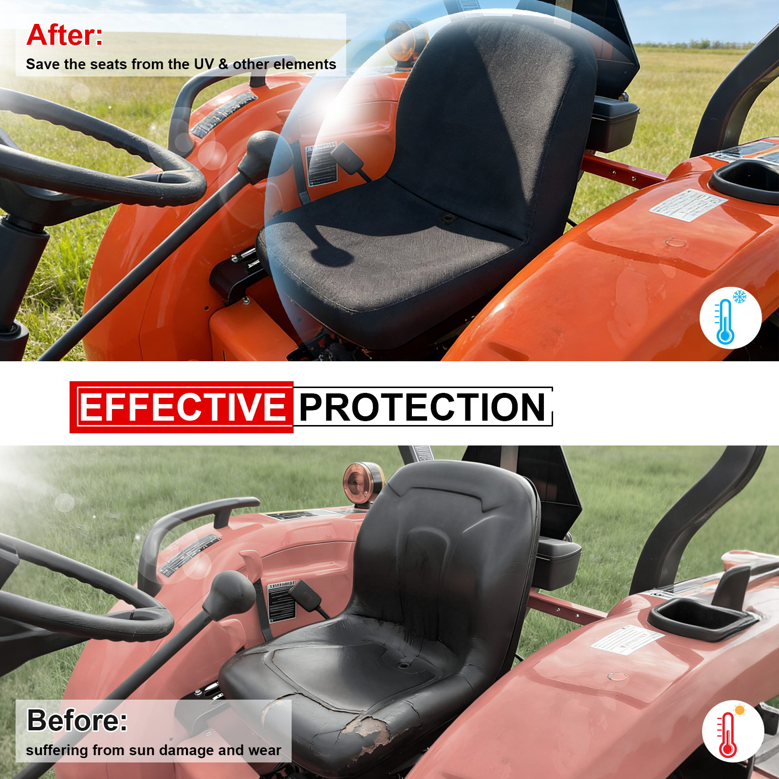 StarknightMT Kubota Tractor Black Seat Cover  effective protection