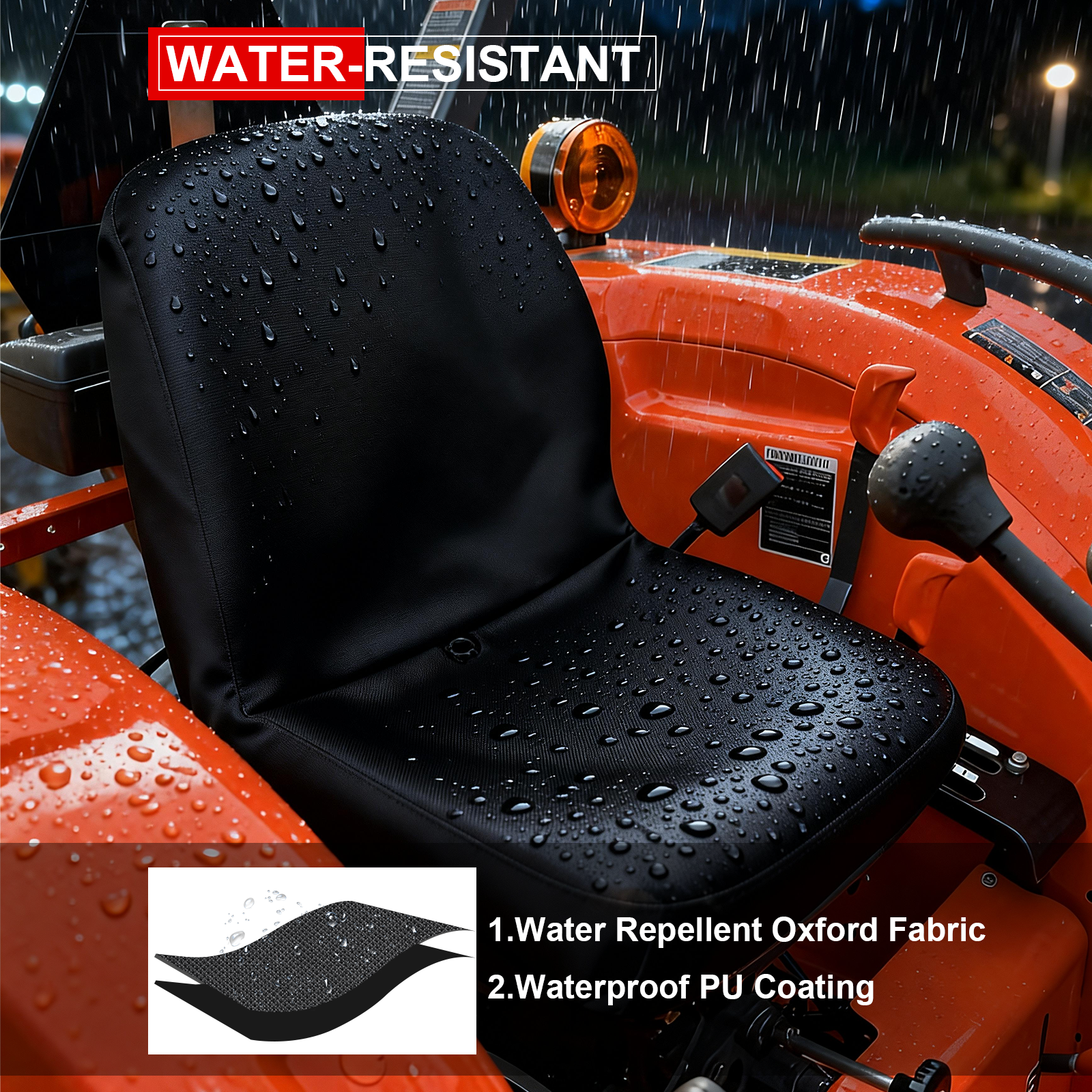 StarknightMT Kubota Tractor Black Seat Cover water-resistant