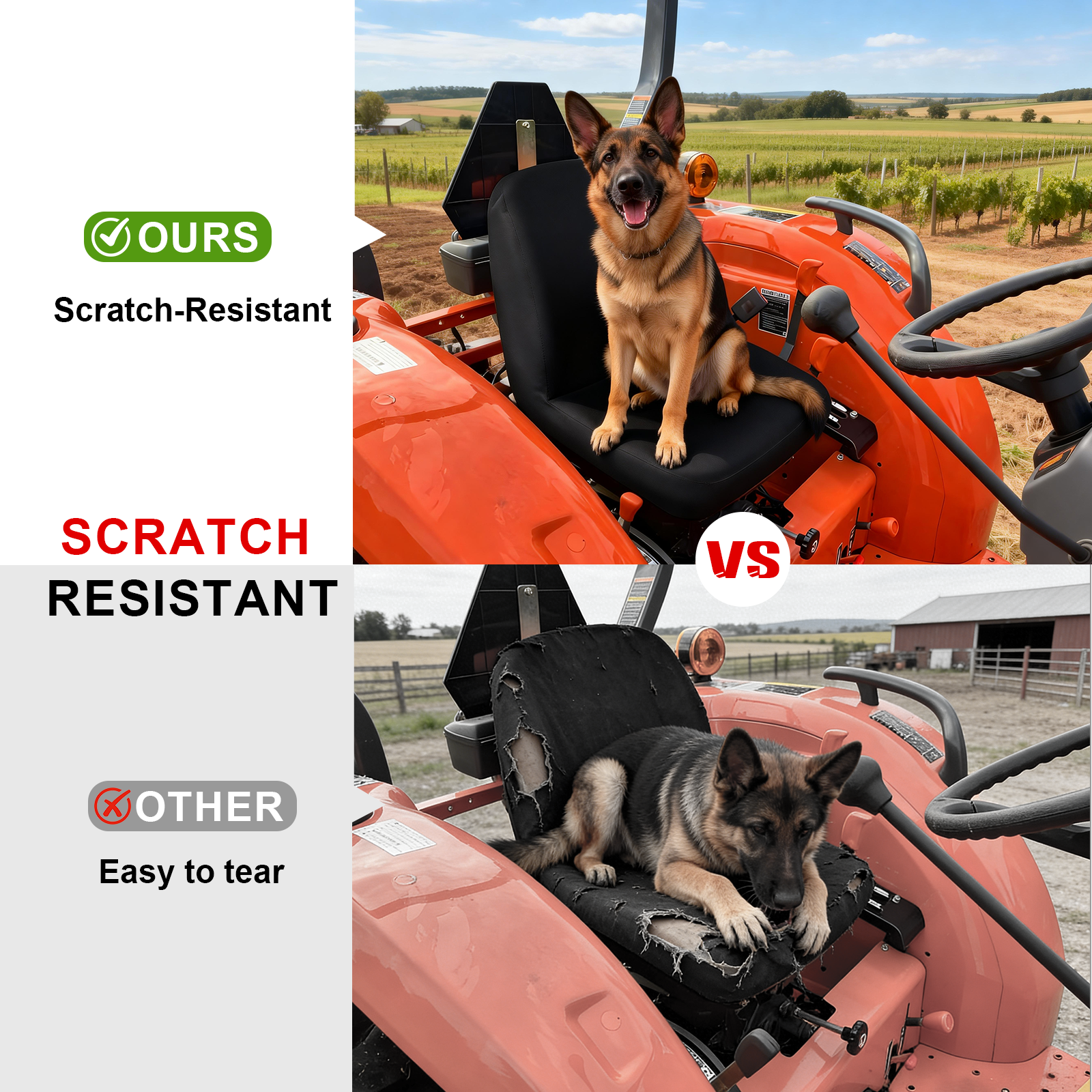 StarknightMT Kubota Tractor Black Seat Cover  scratch-resistant