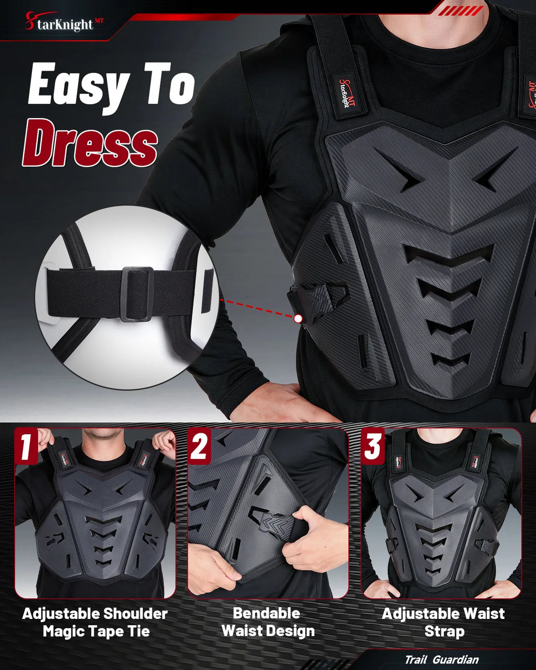 Large Lightweight Adult Motocross Chest Protector easy to access