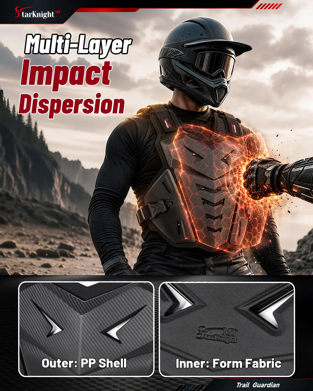 Large Lightweight Adult Motocross Chest Protector multi-layer dispersion
