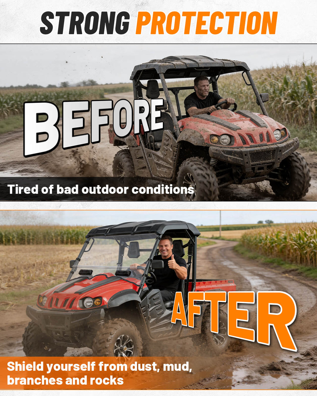 StarknightMT Massimo MSU Vented Windshield Before and after Comparsion