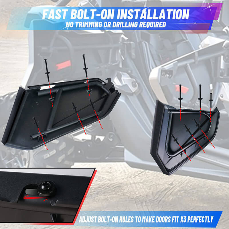 fast bolt on installation of the X3max lower door
