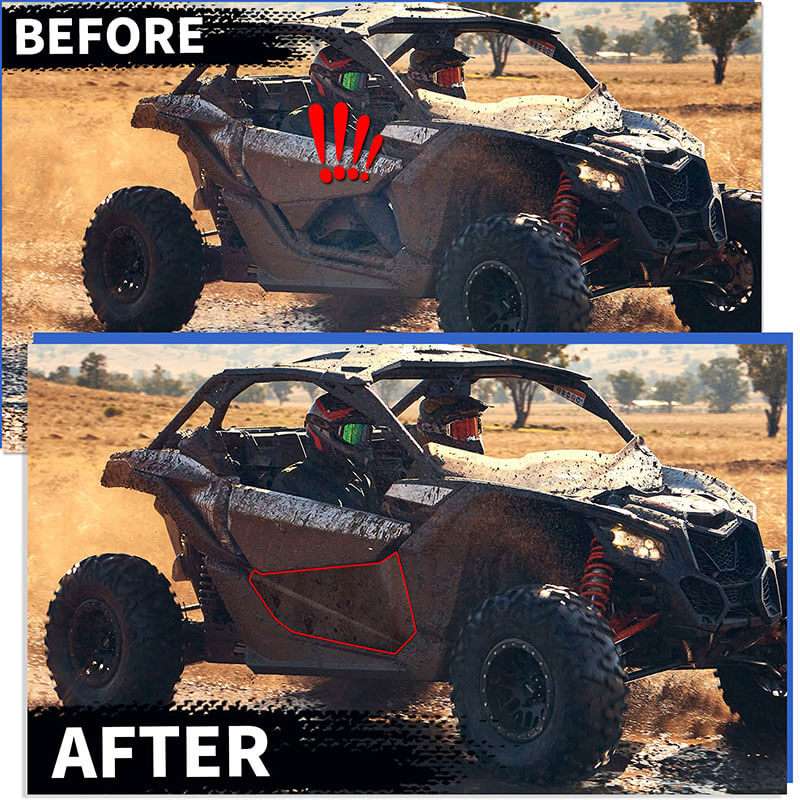 before and after  of the maverick x3 door panel
