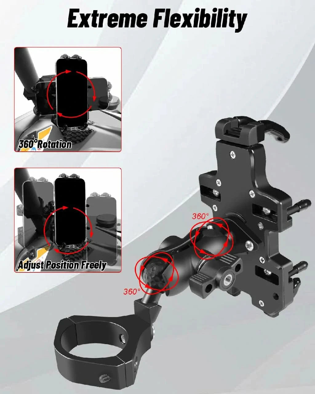 Heavy Duty Phone Holder Fits 1.75"-2" Round Tube (Black)