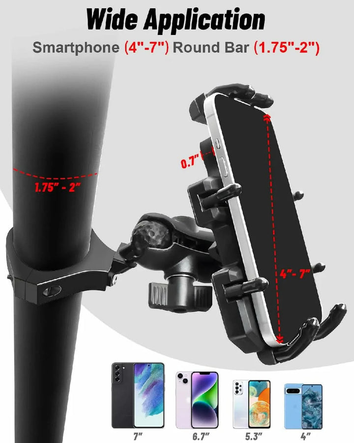 Heavy Duty Phone Holder Fits 1.75"-2" Round Tube (Black)