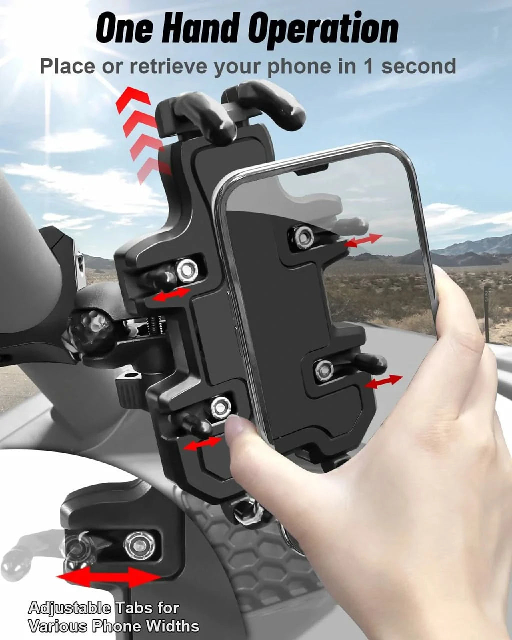 Heavy Duty Phone Holder Fits 1.75"-2" Round Tube (Black)