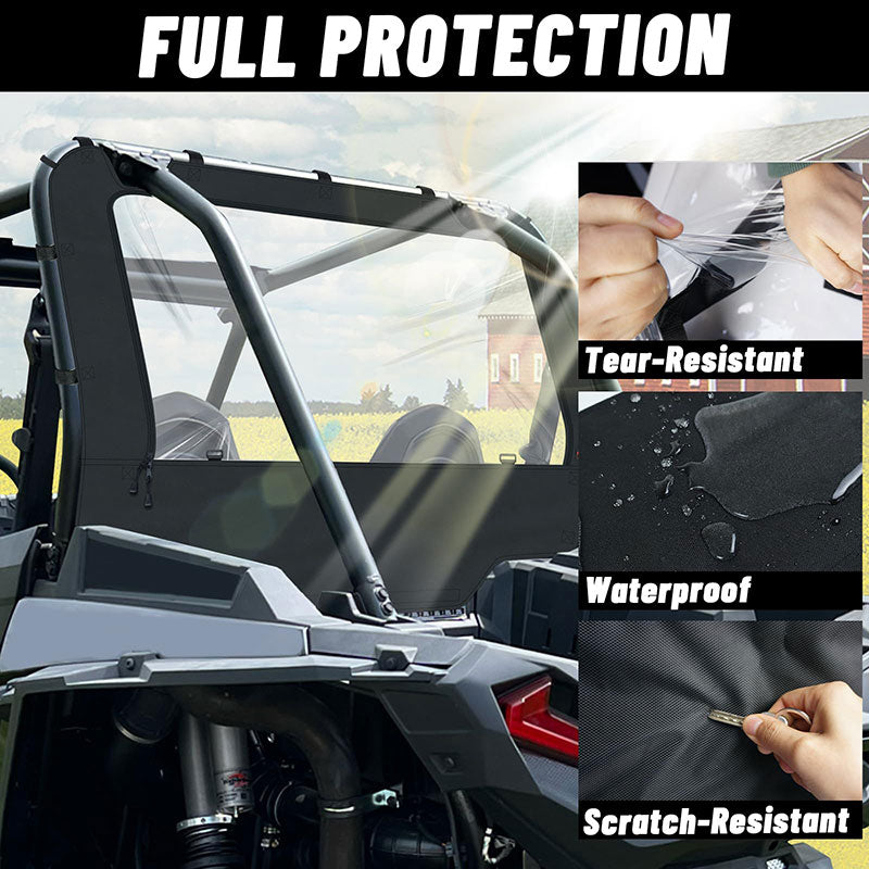 features of the rzr xp soft rear windshield 