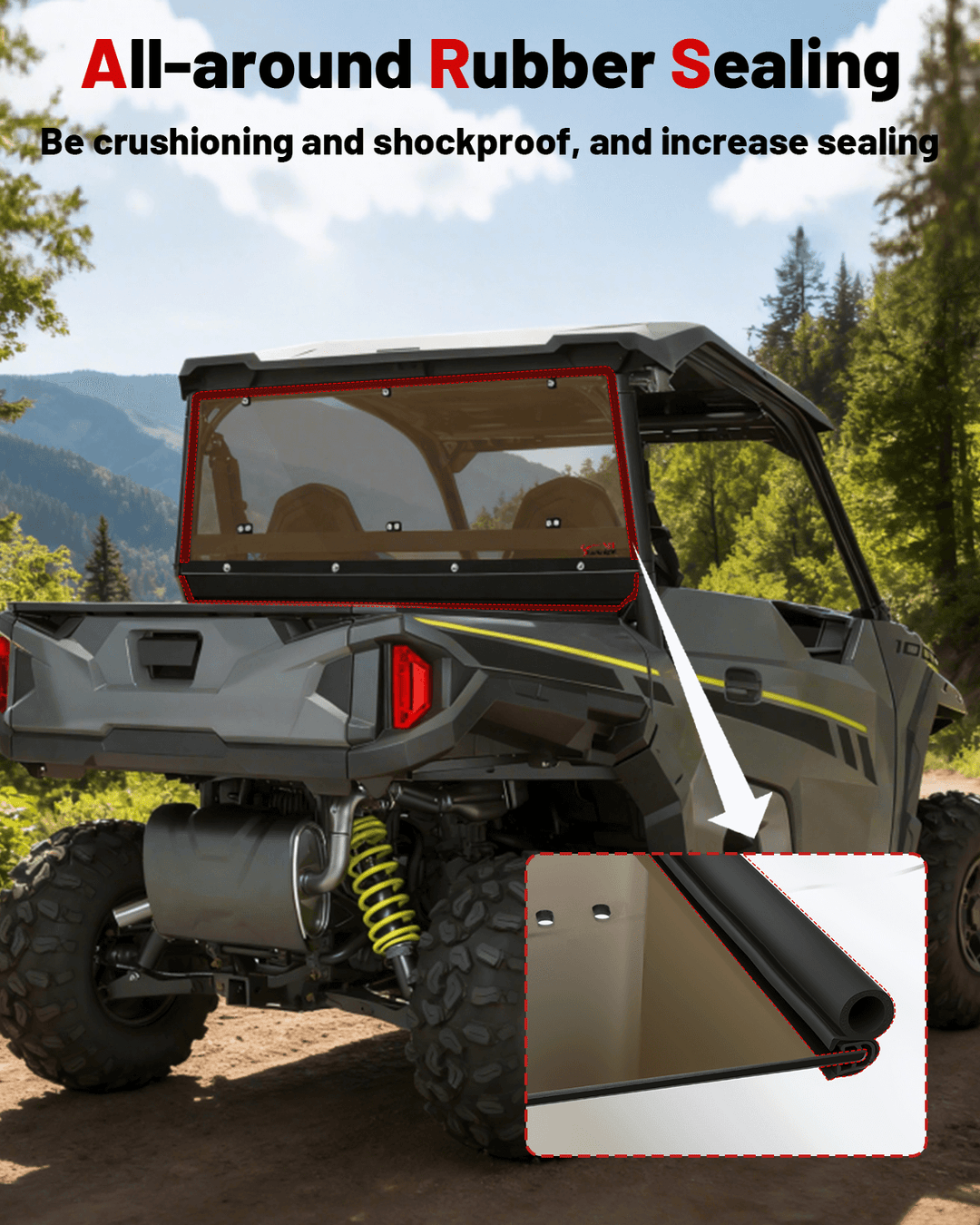 StarknightMT General 1000/XP/4 Tinted Rear Windshield all-around rubber sealing