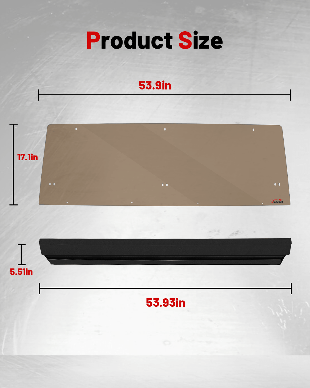 StarknightMT General 1000/XP/4 Tinted Rear Windshield product size