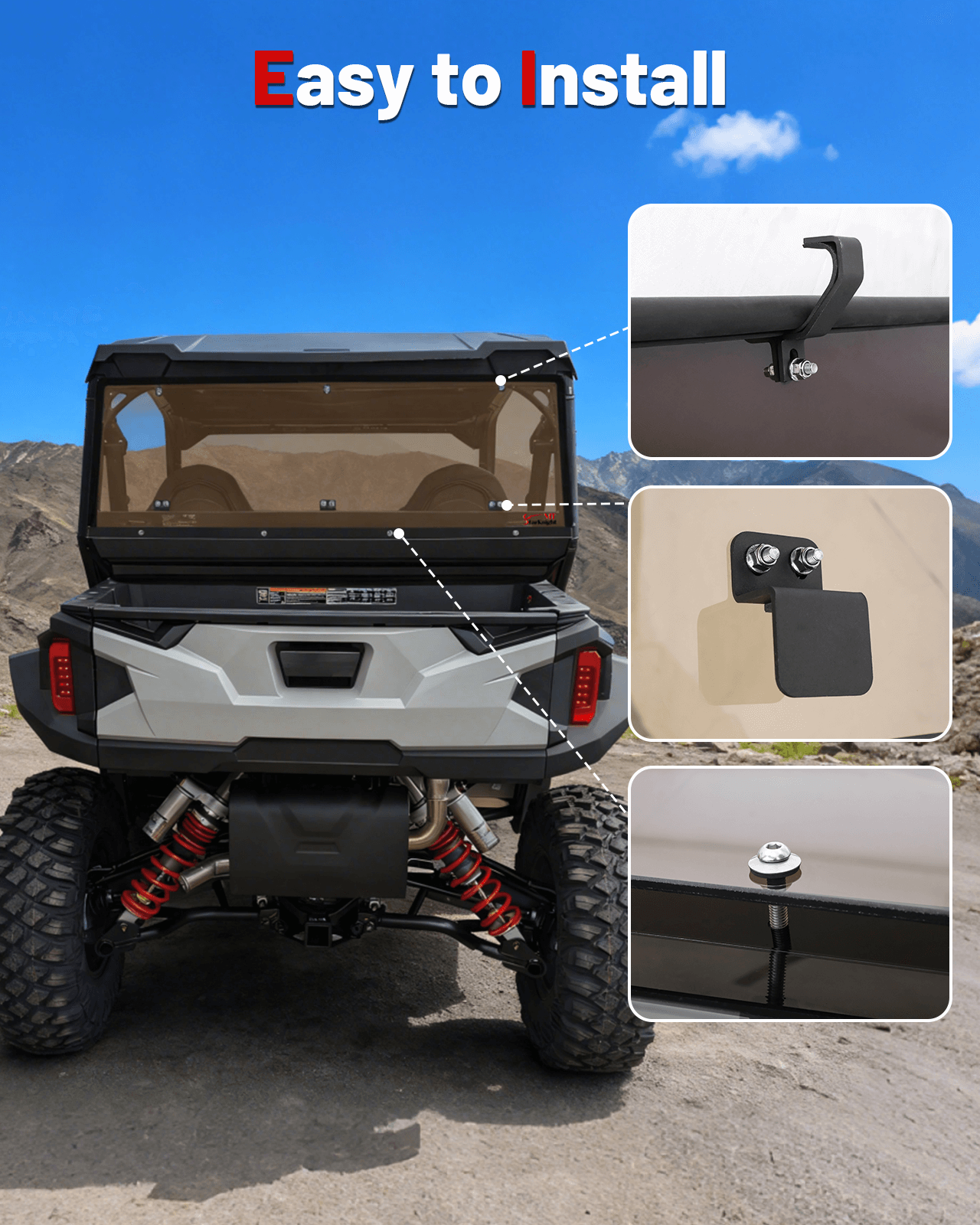 StarknightMT General 1000/XP/4 Tinted Rear Windshield easy to install