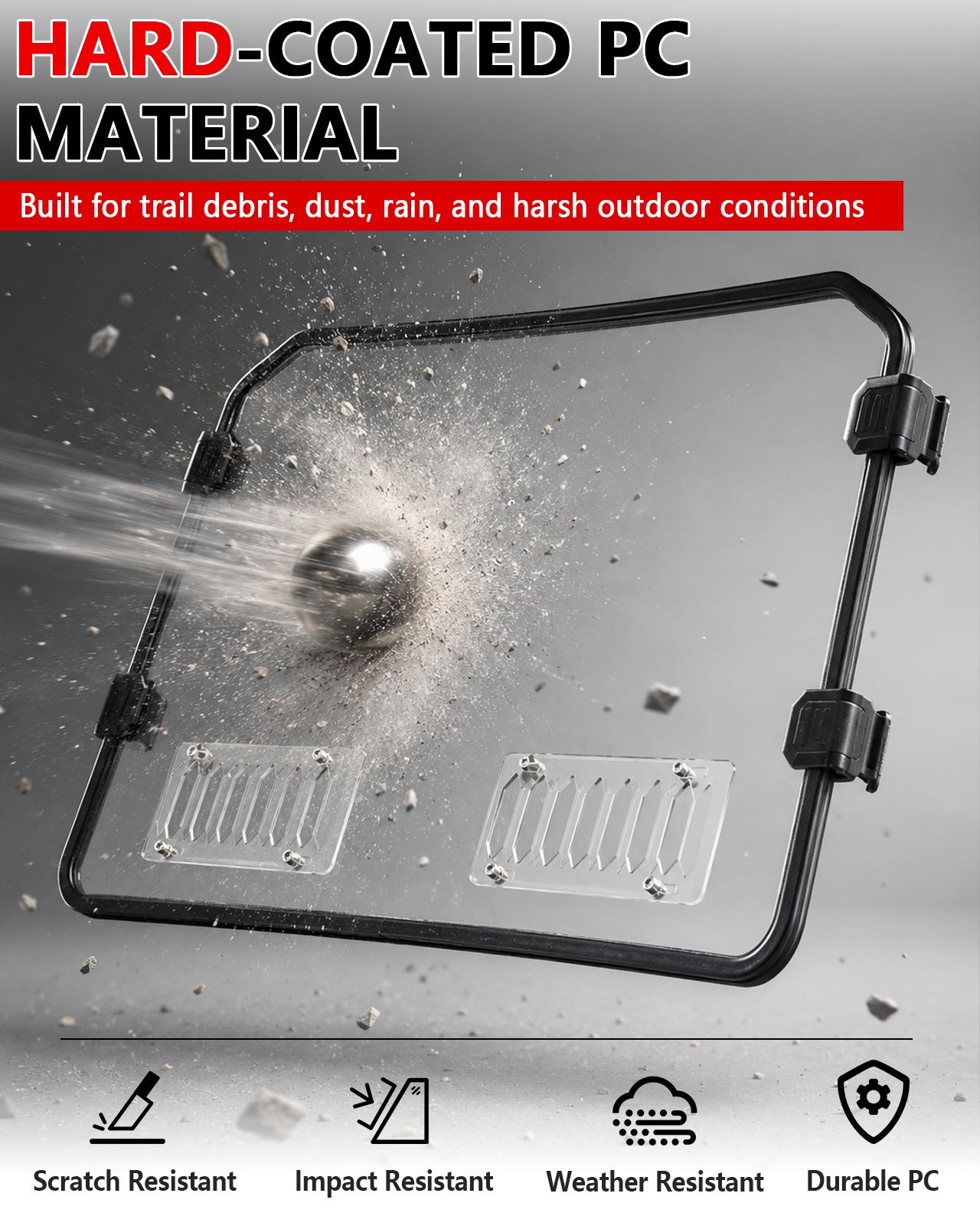 StarknightMT's Polaris General XP/4/ 1000 Vented Windshield (2016-2025) Hard-coated PC material
