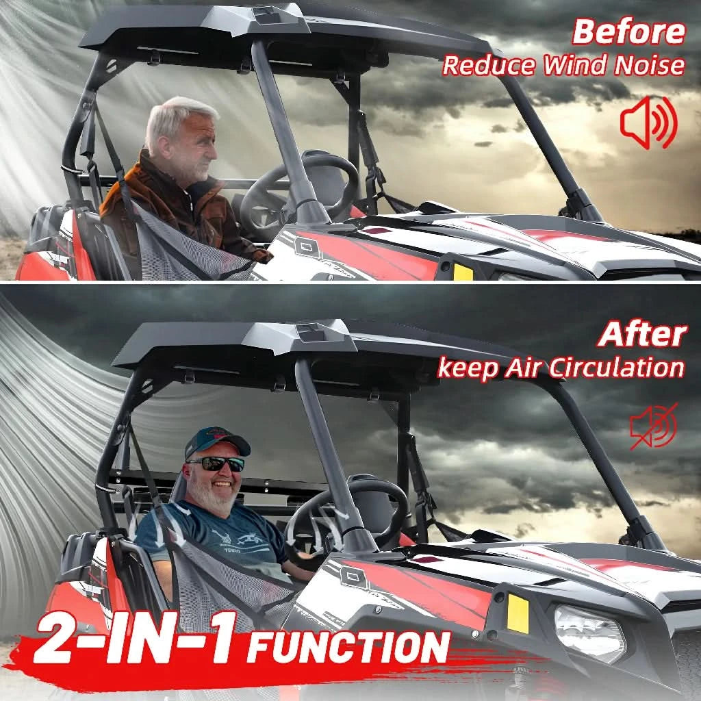 before and after install the rzr 570 windshield