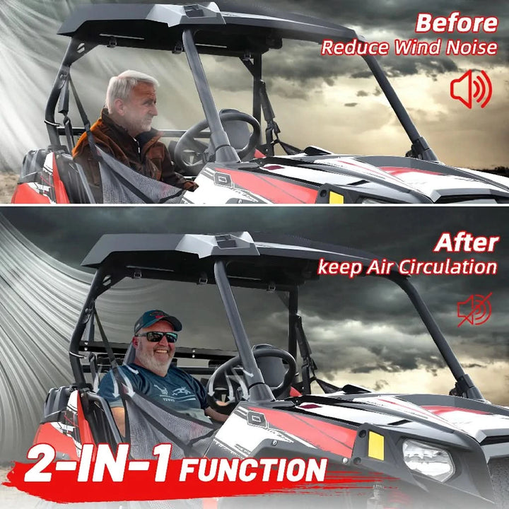 before and after install the rzr 570 windshield