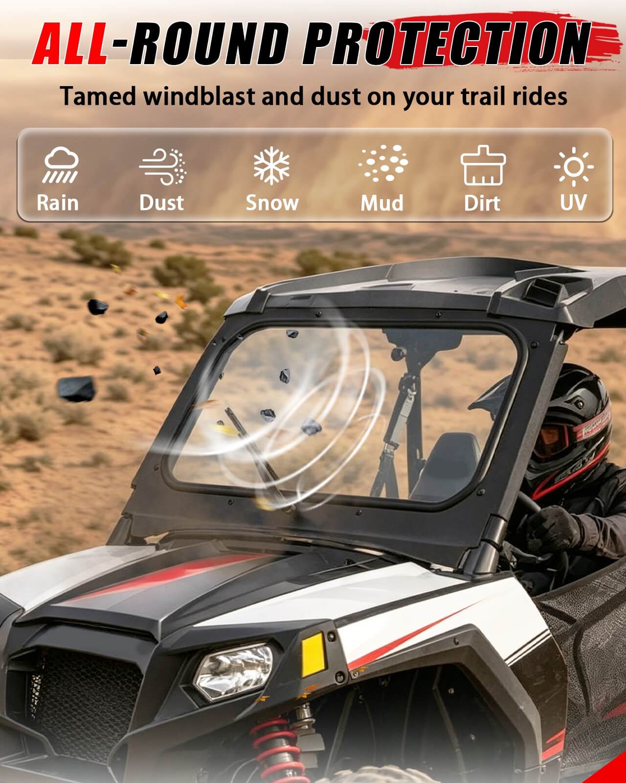 Polaris RZR 800 Glass Windshield  All-round Protection