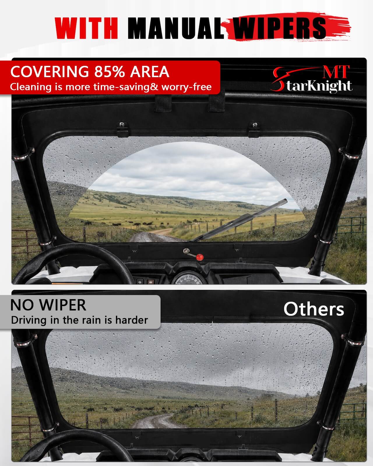Polaris RZR 800 Glass Windshield  with manual wipers