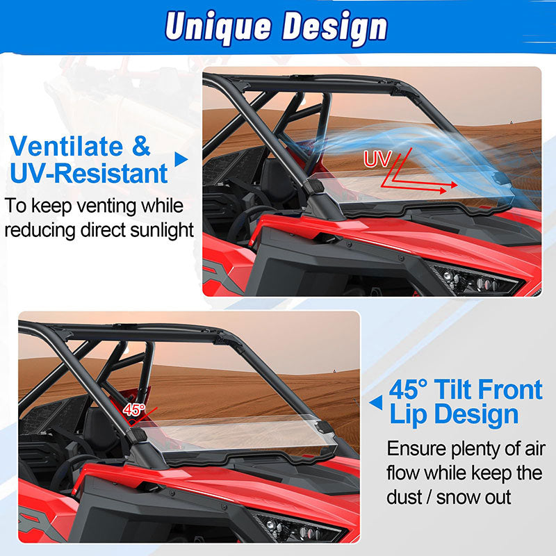 unique design of the rzr pro xp half windshield
