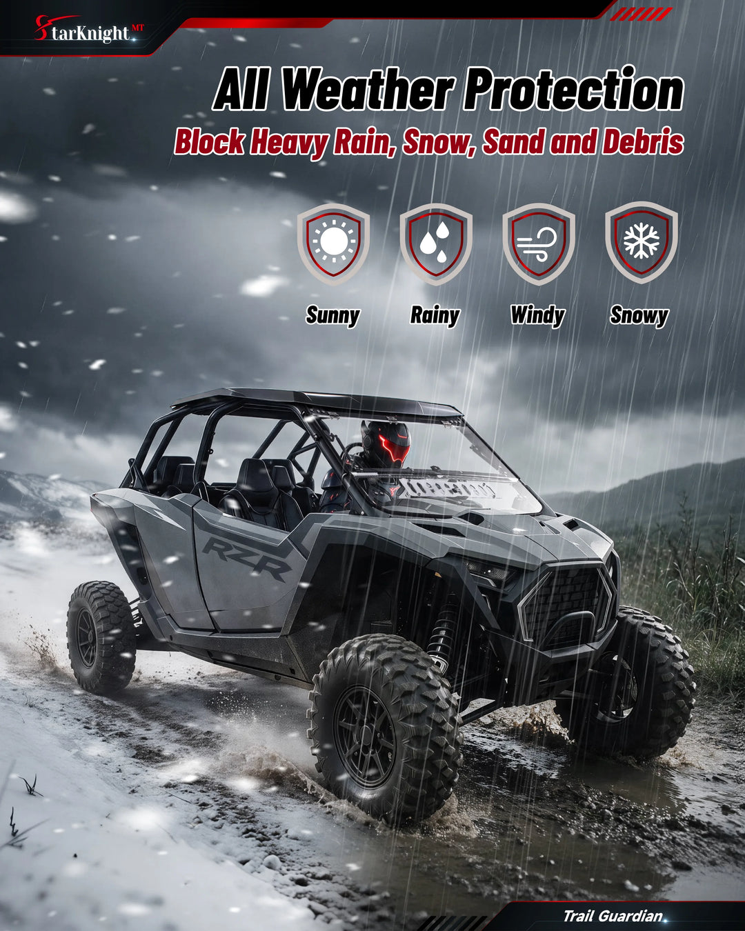 Polaris RZR Pro XP Flip-Up Vented Windshield All weather protection
