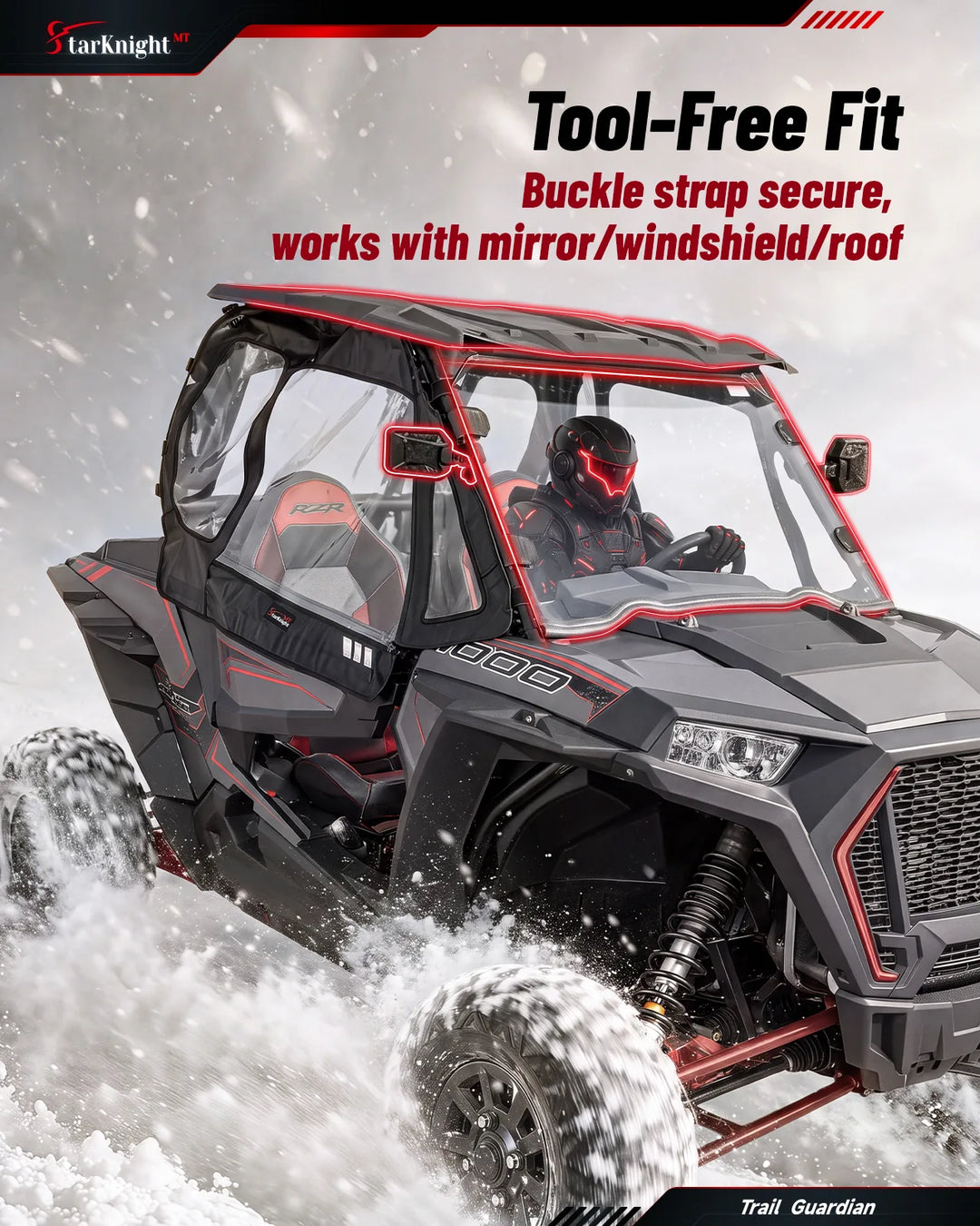 Polaris RZR XP 1000 Soft upper doors Tool-free fit