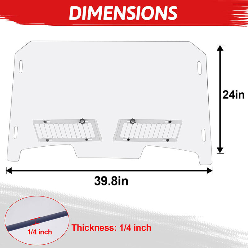 rzr xp 1000 vented  windshield dimension 