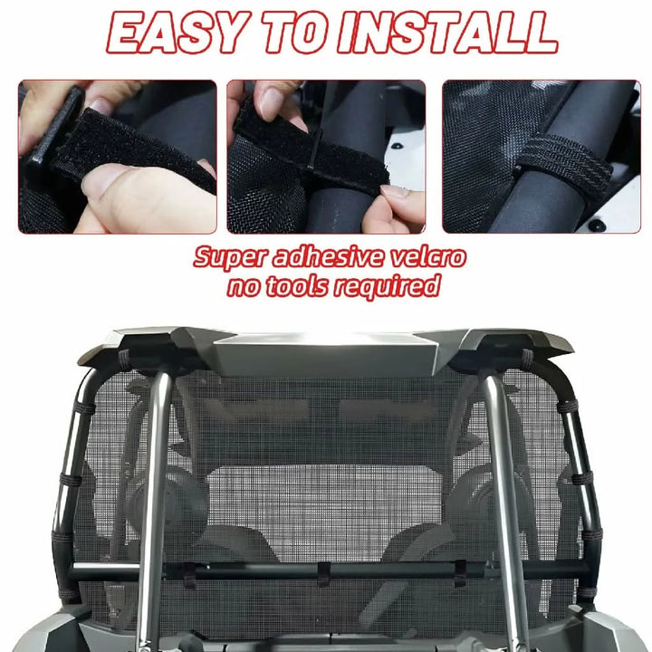 easy to install the rzr xp 1000 soft rear window net