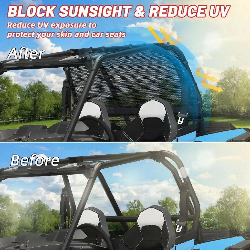 polaris rzr rear window net balck sunlight and UV