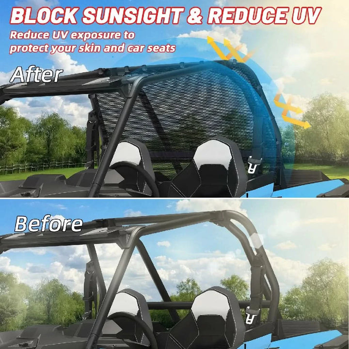 polaris rzr rear window net balck sunlight and UV