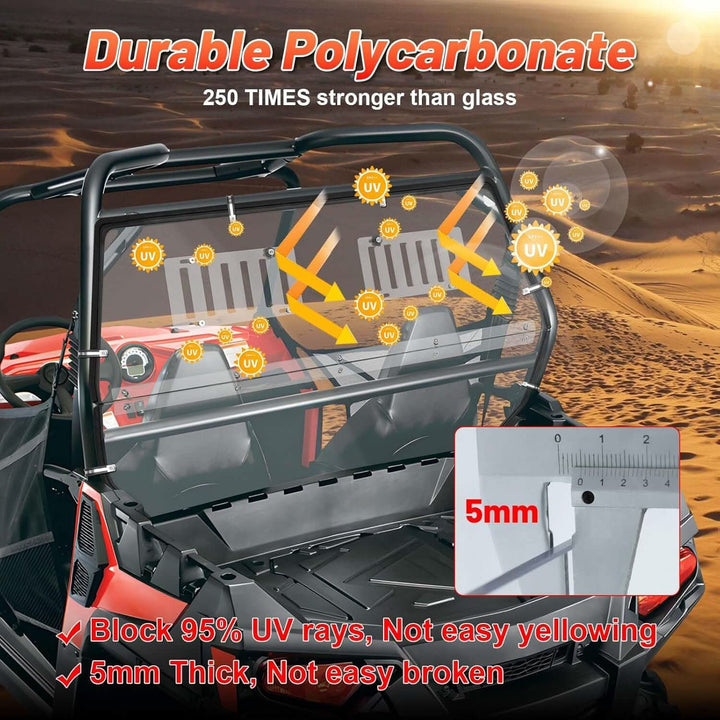 rzr vented rear windshield durable polycarbonate