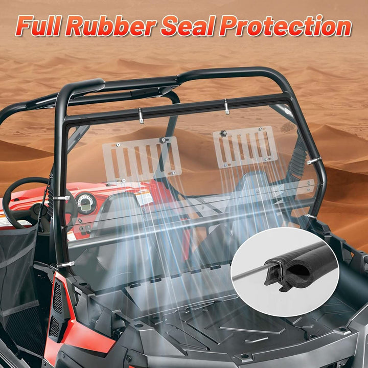 rzr vented rear windshield full rubber seal protection