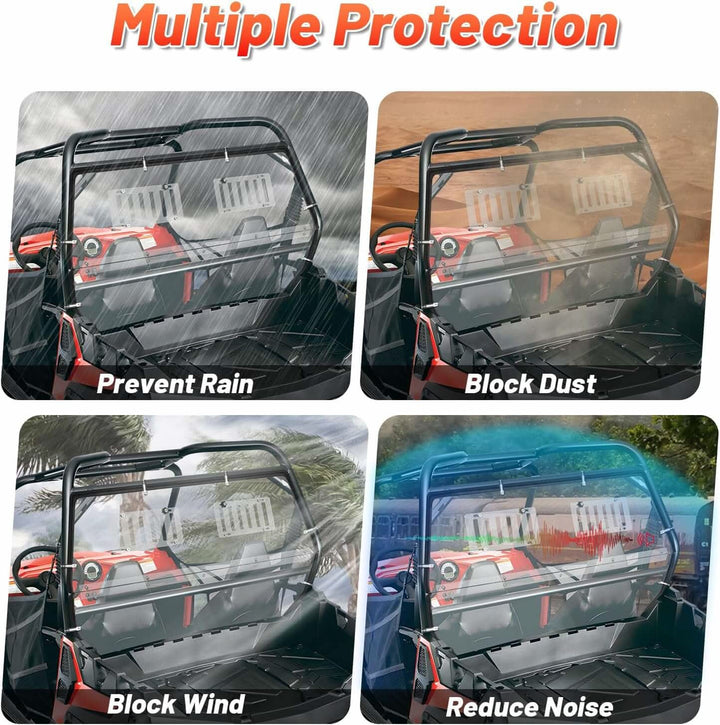 rzr vented rear windshield multiple protection