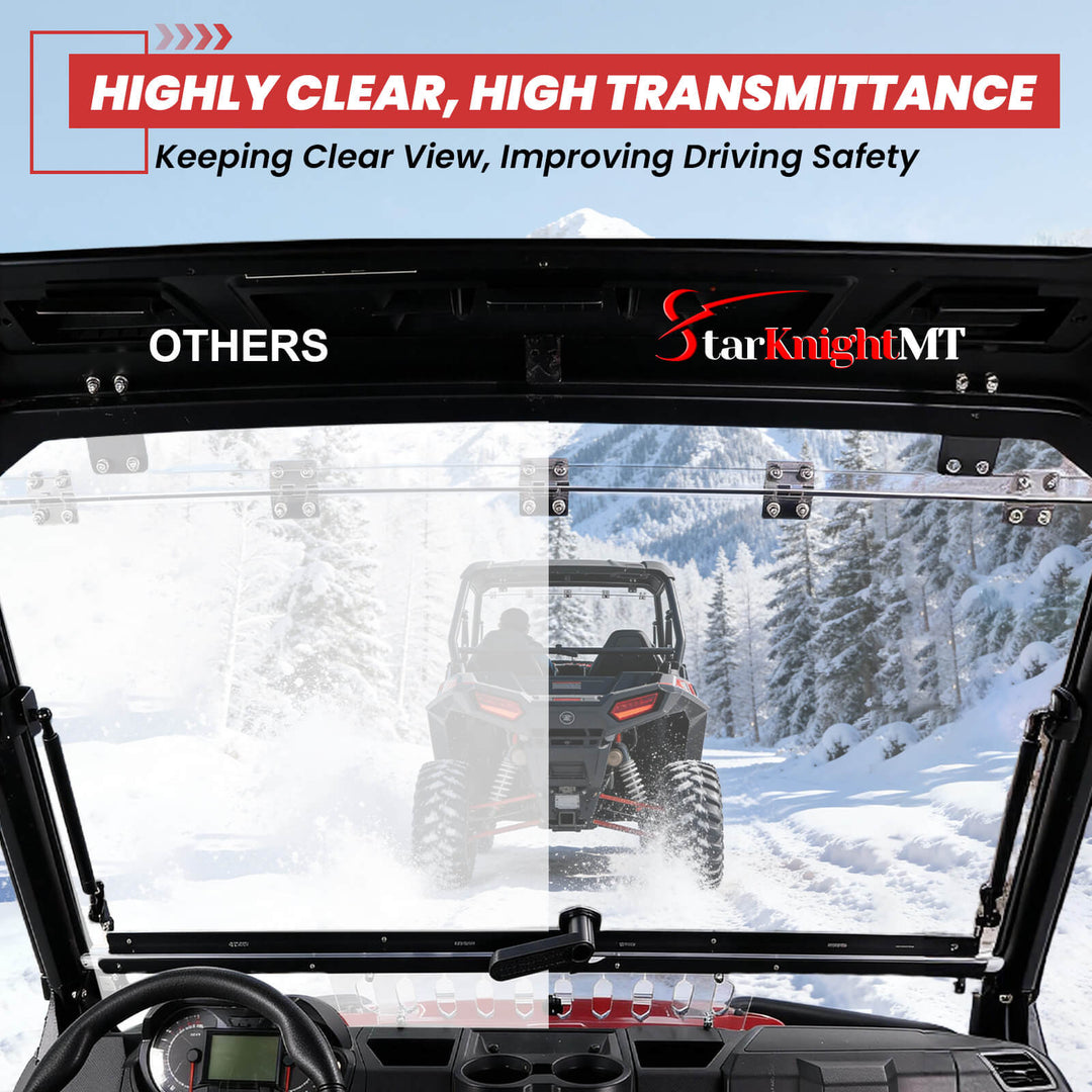 Polaris Ranger Crew Flip Windshield with Sliding Window Clear View