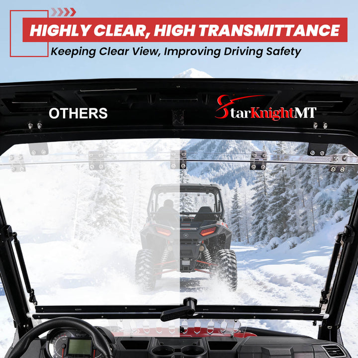 Polaris Ranger Crew Flip Windshield with Sliding Window Clear View