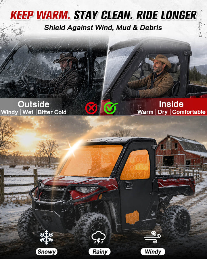 Polaris Ranger 1000/ XP 1000 Steel Framed Soft Doors Keep Warm