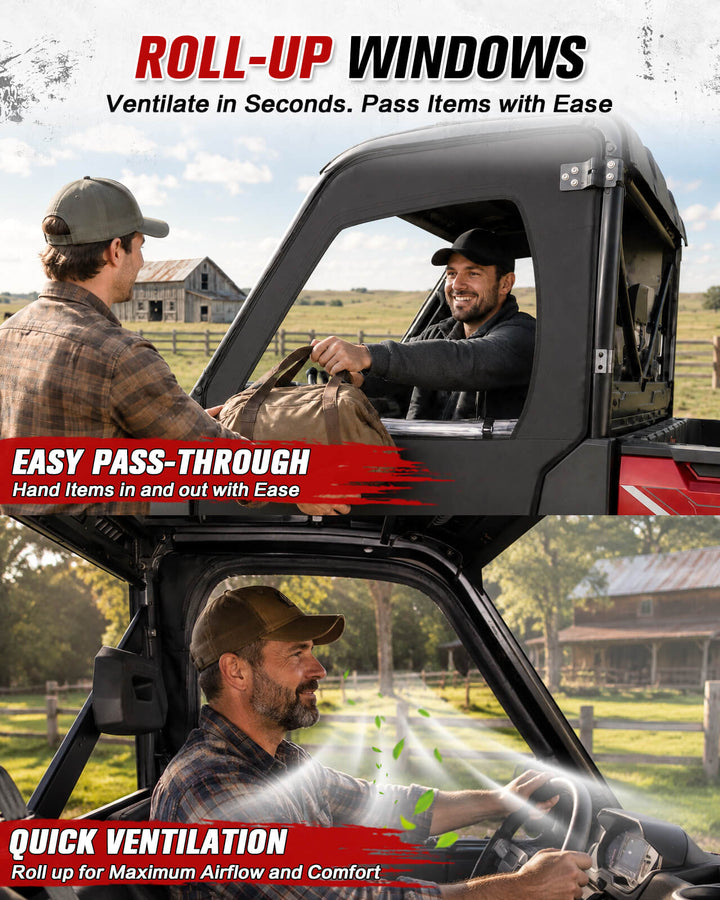 Polaris Ranger 1000/ XP 1000 Steel Framed Soft Doors Roll-up windows