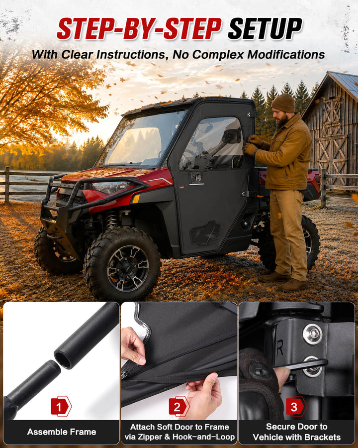 Polaris Ranger 1000/ XP 1000 Steel Framed Soft Doors Installation Step
