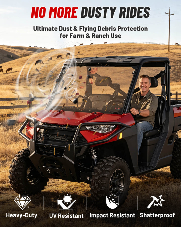 Polaris Ranger 1000 Tinted Front Windshield Dust Protection