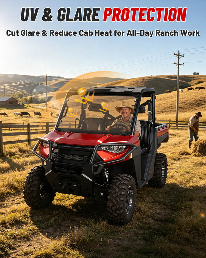 StarknightMT Polaris Ranger 1000 Tinted Front Windshield UV Protection