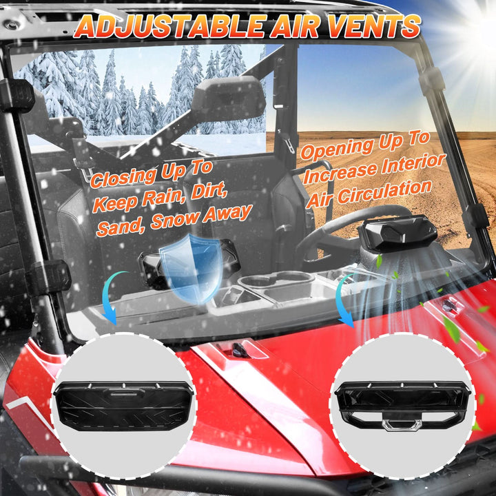 adjustable air vents for polaris ranger front windshield 