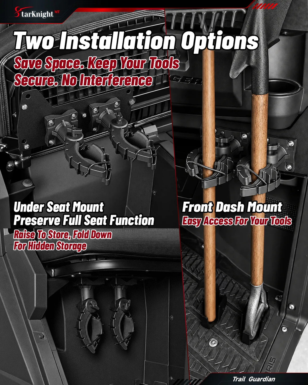 Polaris Ranger 1000 / XP 1000 Under-Seat Gear Rack two installation options