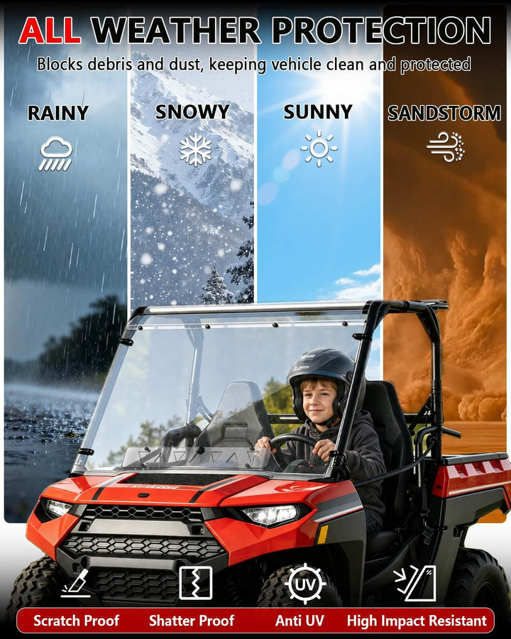 Polaris Ranger 150 EFI Youth Vented Windshield weather protection