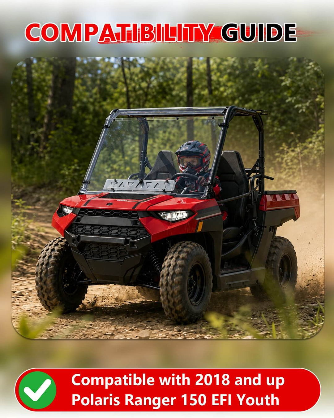 Polaris Ranger 150 EFI Youth Vented Windshield fitment