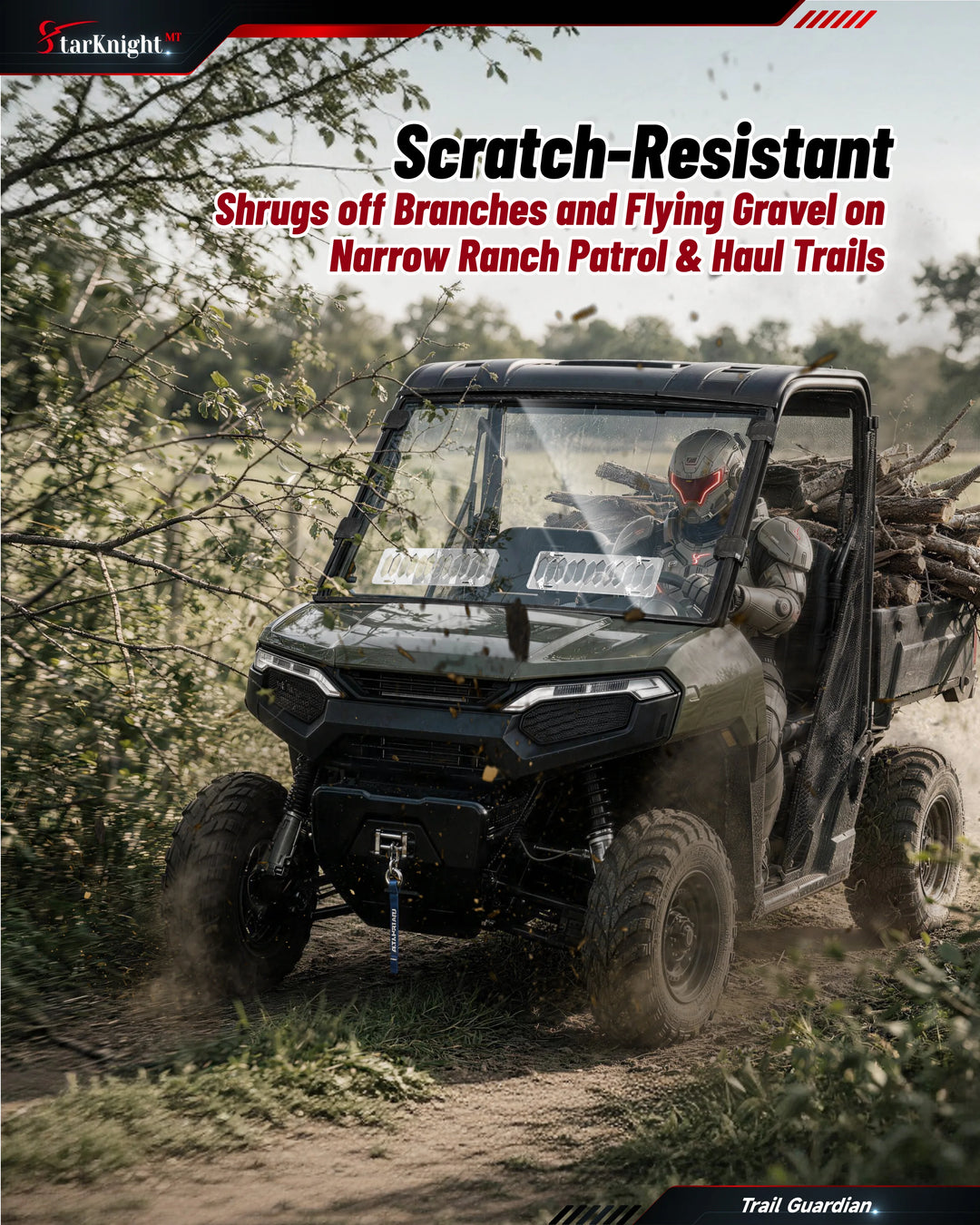 2026+ Polaris Ranger 500 Vented Windshield  scratch resistant