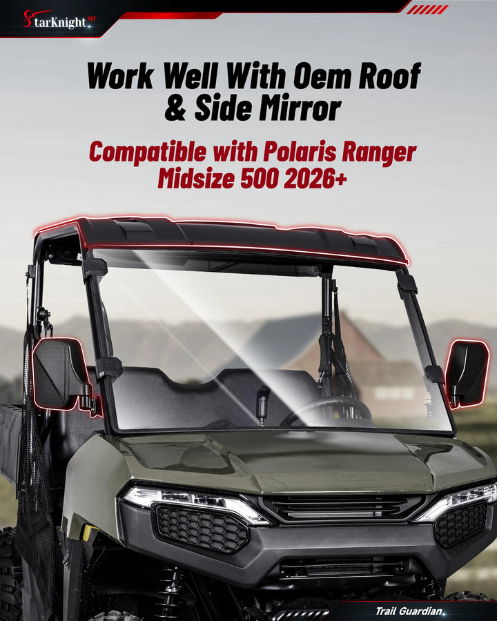 Polaris Ranger 500 Full Windshield (2026+) fit with roof and mirror