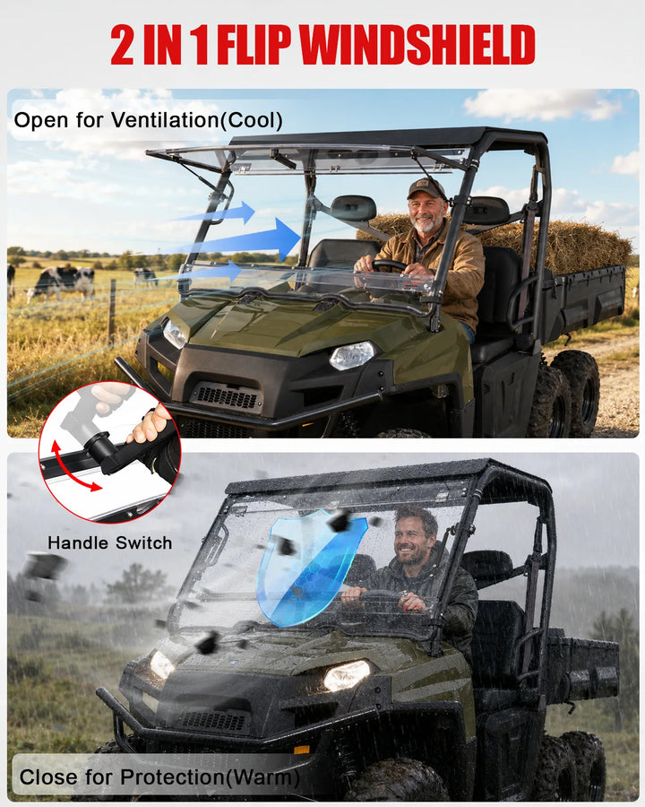 Polaris Ranger 800/ Fullsize 570 2-in-1 Flip-Up Windshield