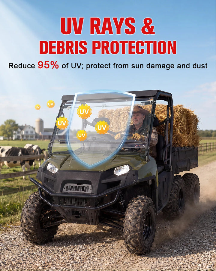 Polaris Ranger 800/ Fullsize 570 Flip-Up Windshield reduce UV Rays