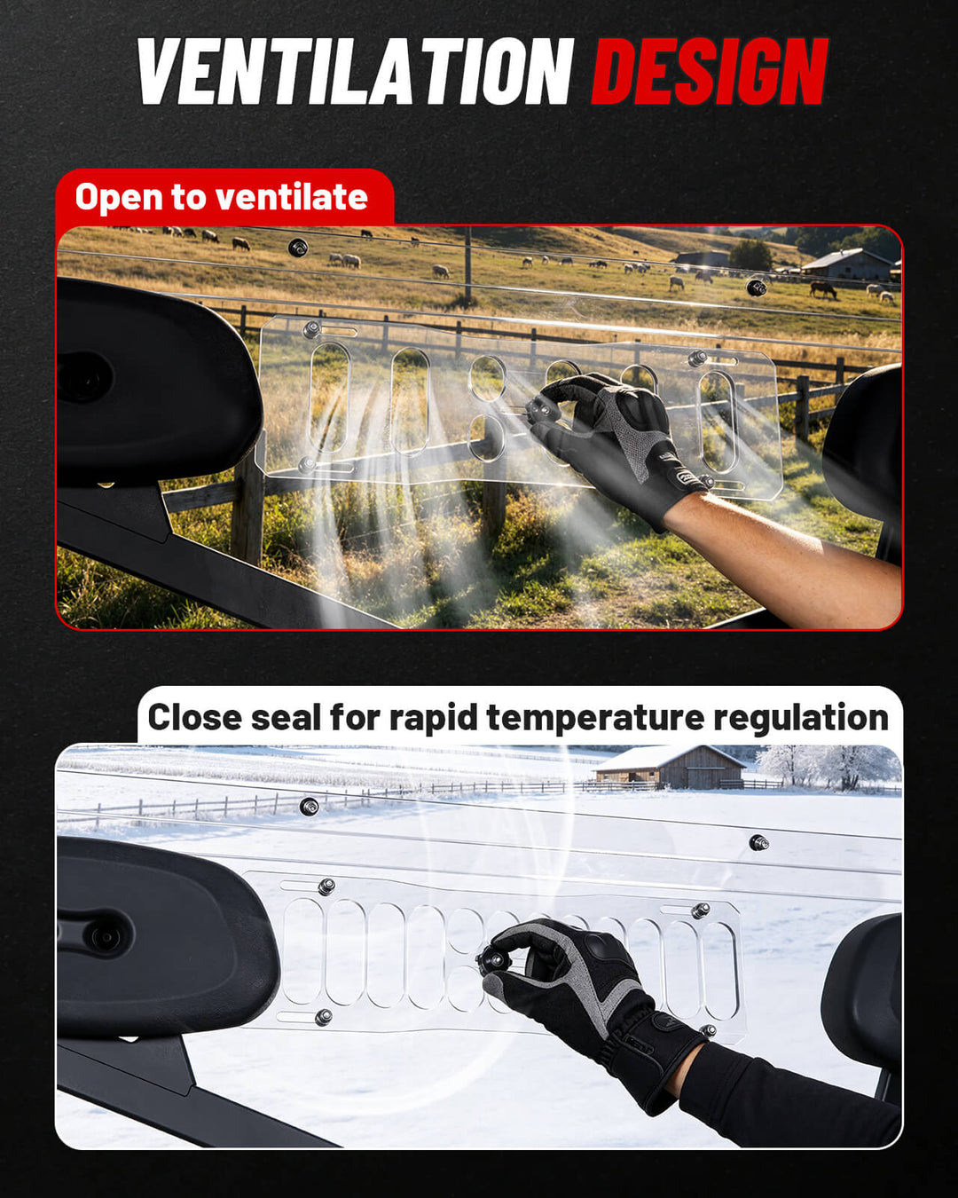 Polaris Ranger Full Size 570 Rear Windshield Vented Design