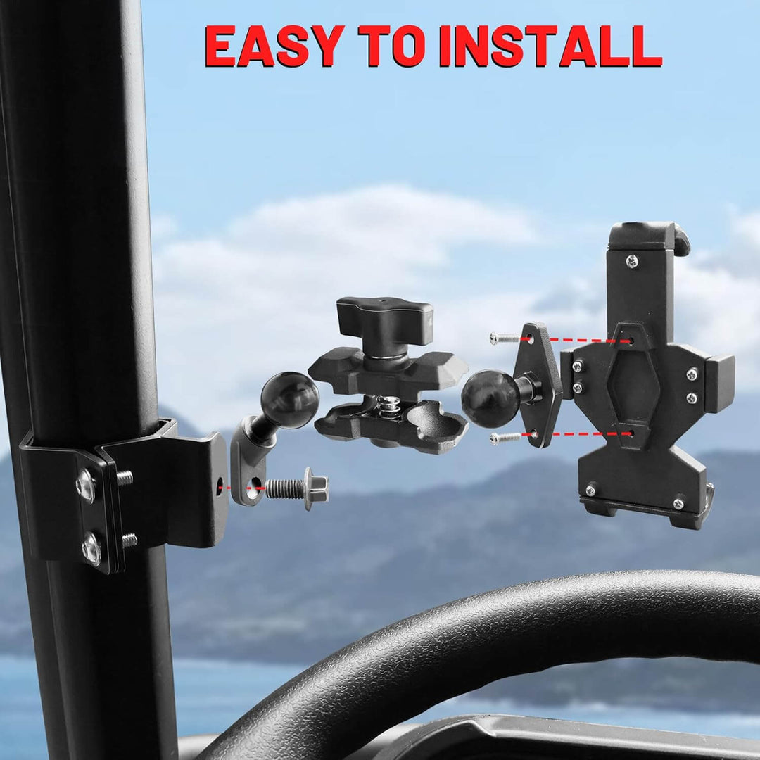 Polaris Ranger Grooved Roll Cage Phone Holder easy to install
